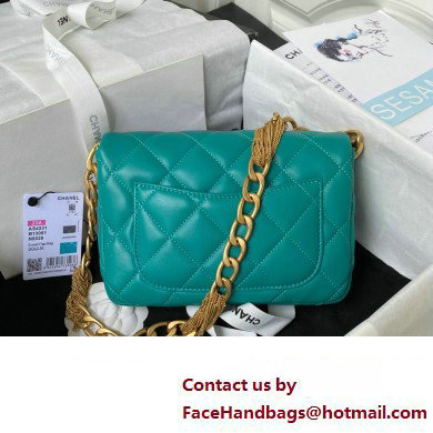 Chanel Lambskin  &  Gold-Tone Metal small flap bag green AS4231 2023